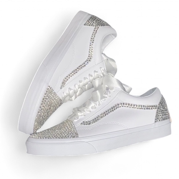 Luxe Crystal Diamond Classic Lace Up Vans All Sizes New With Box - Picture 5 of 7